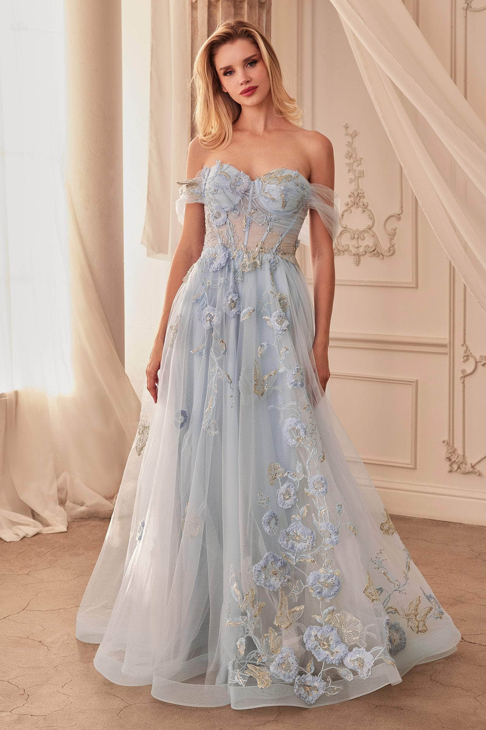 Andrea and Leo A1246 - Off Shoulder A-Line Evening Dress - designer evening gown at Silhouette Dresses