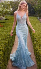 Andrea and Leo A1252 - Sheer Boned Glitter Gown - detail view