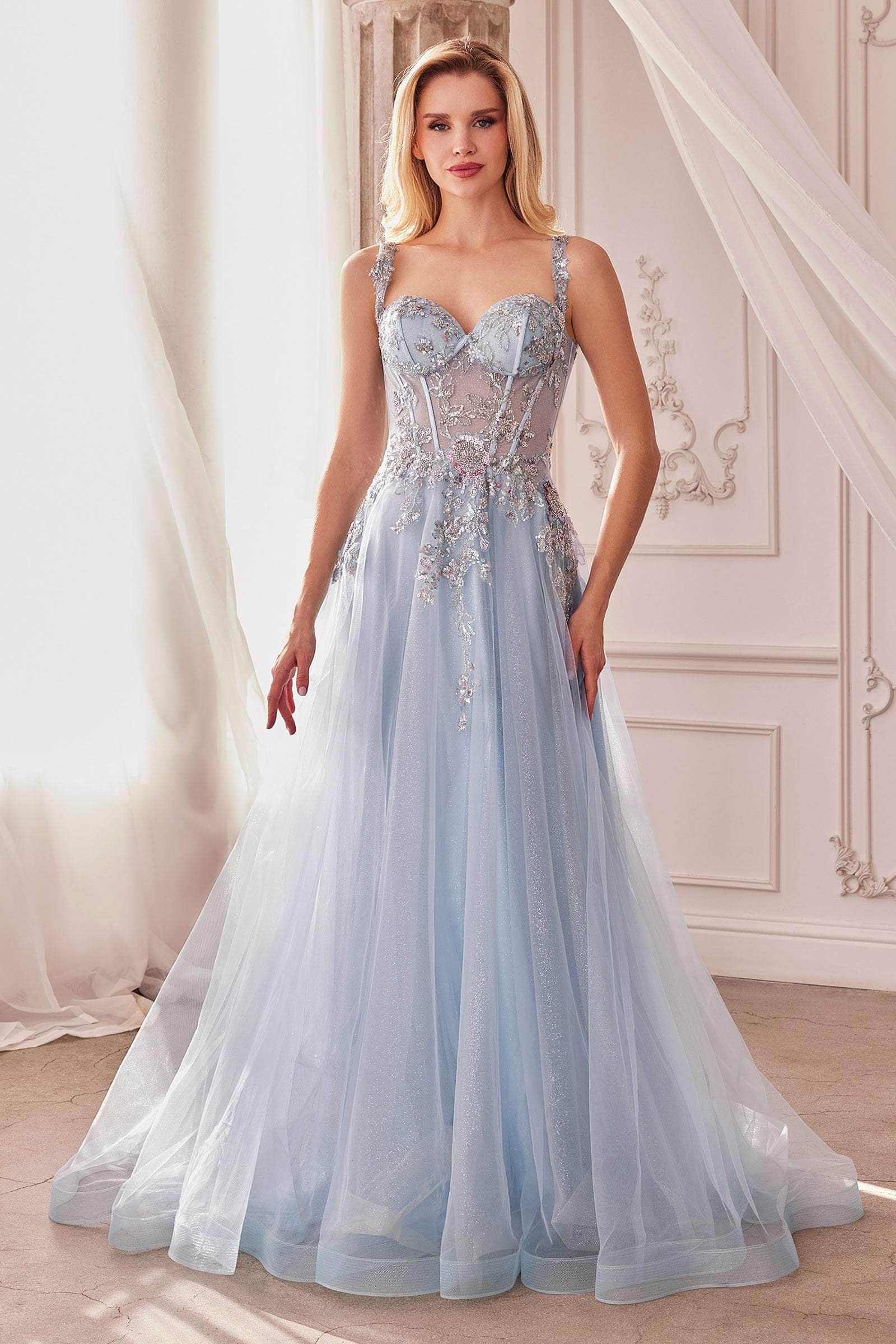 Andrea and Leo A1258 - Floral Beaded Corset Gown - Silhouette Dresses