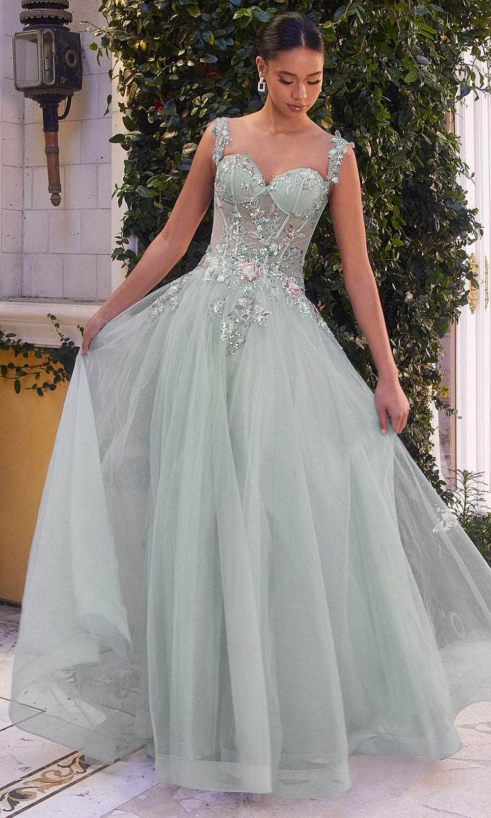Andrea and Leo A1258 - Floral Beaded Corset Gown - view 6