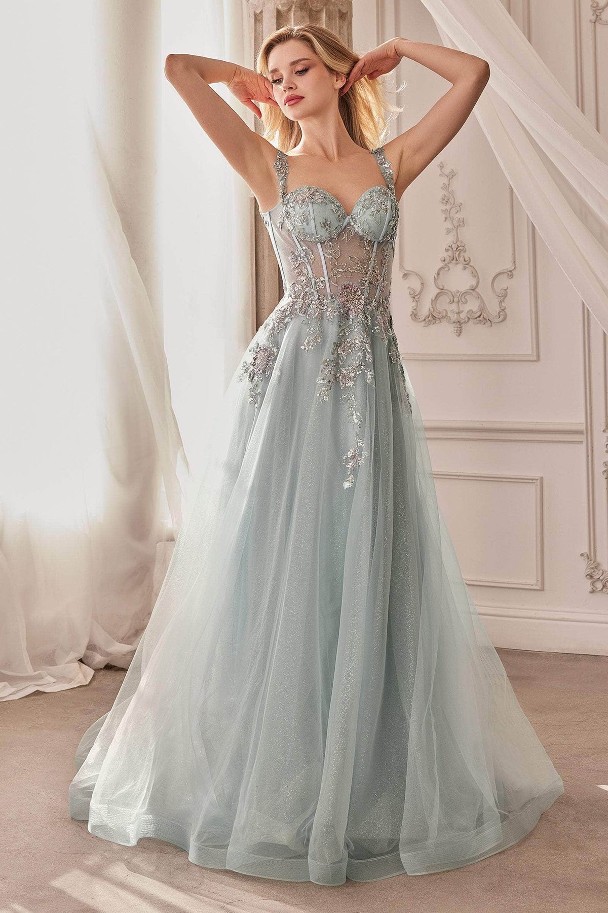 Andrea and Leo A1258 - Floral Beaded Corset Gown - view 8