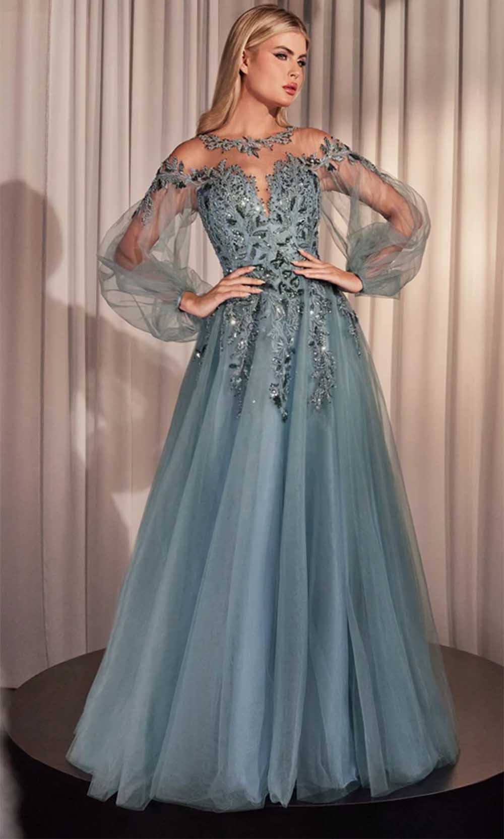 Andrea and Leo A1263 - Bishop Sleeve Evening Dress - Silhouette Dresses