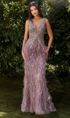 Andrea and Leo A1273 - Jeweled Plunging V-Neck Evening Dress - designer pageant gown at Silhouette Dresses