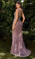 Andrea and Leo A1273 - Jeweled Plunging V-Neck Evening Dress - back view