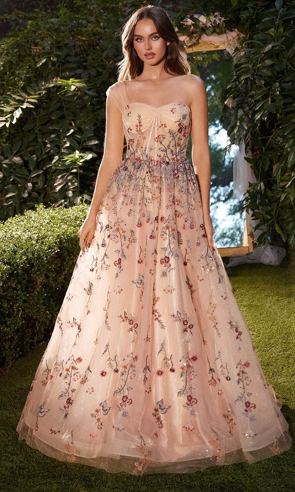 Andrea and Leo A1289 - Sweetheart Corset Floral Evening Dress - designer prom dress at Silhouette Dresses