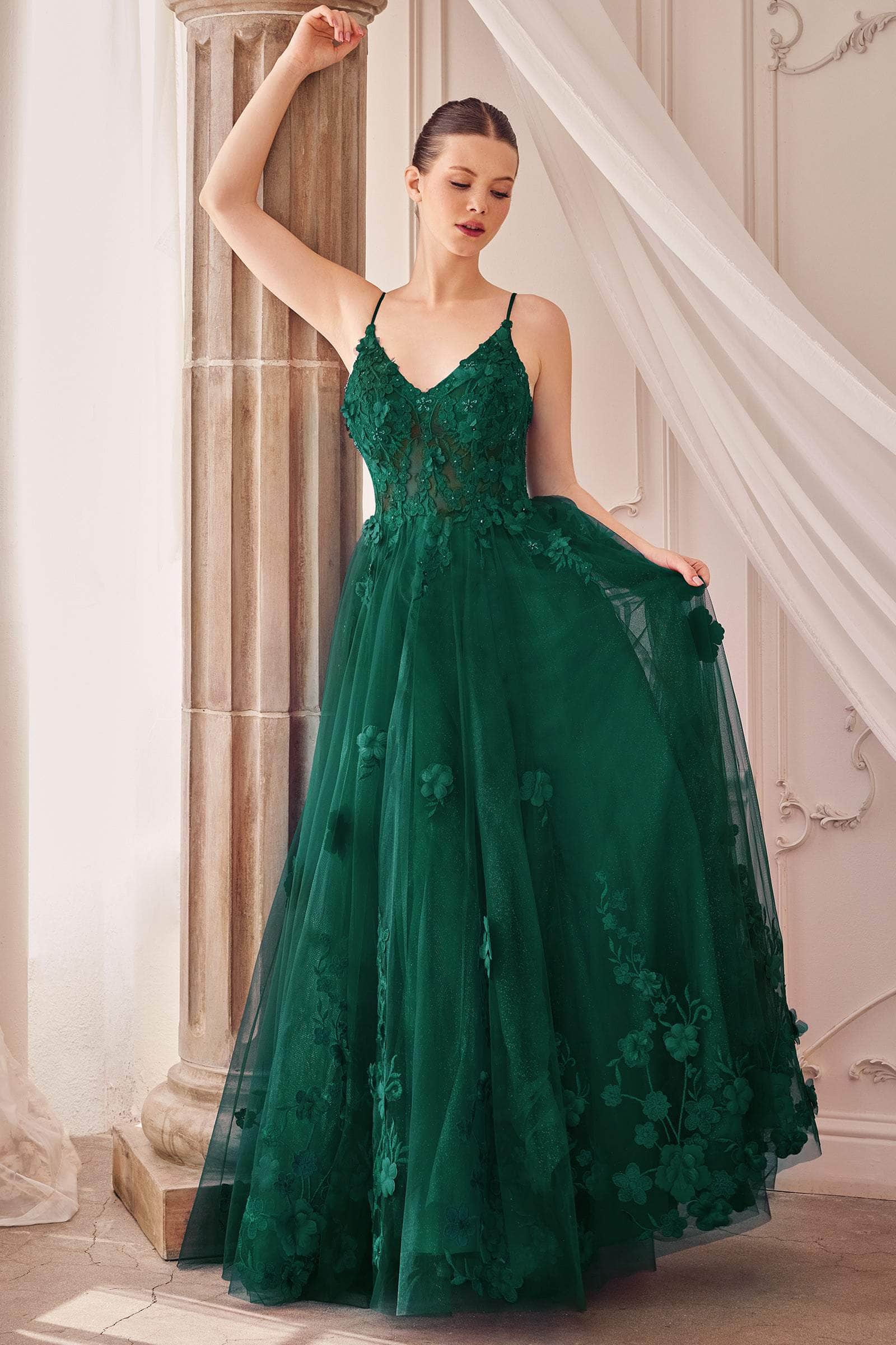 Andrea and Leo A1326 - Floral Applique Gown - detail view