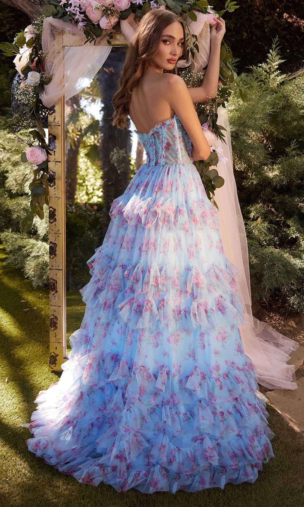 Andrea and Leo A1334 - Ruffled A-Line Gown - back view