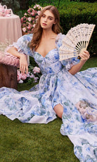 Andrea and Leo A1336 - Puff Sleeve Floral Gown - view 4
