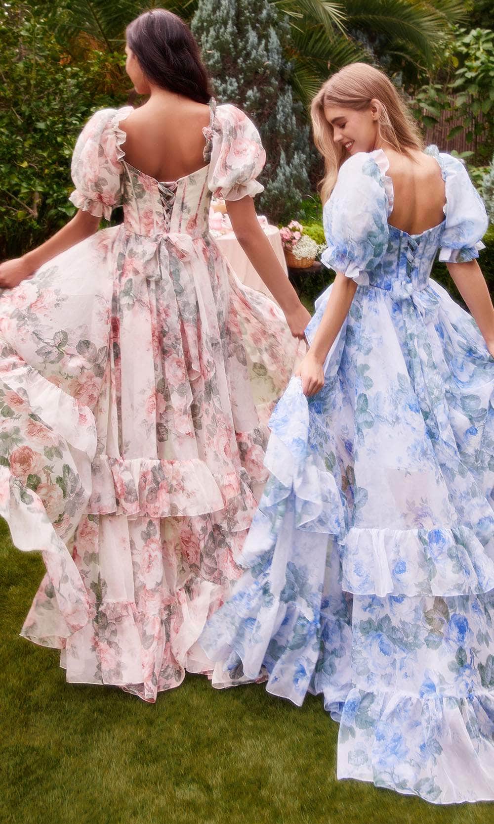 Andrea and Leo A1336 - Puff Sleeve Floral Gown - view 6