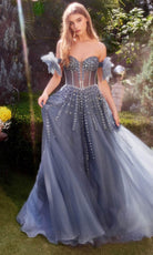 Andrea and Leo A1338 - Bow Sleeve Embellished Gown - Silhouette Dresses