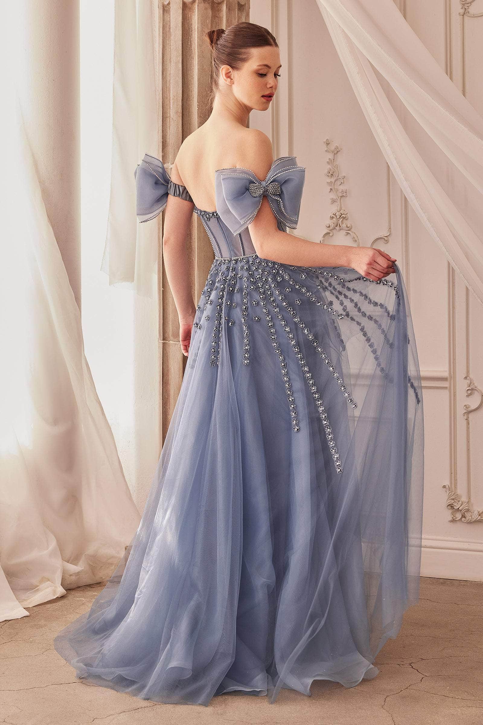 Andrea and Leo A1338 - Bow Sleeve Embellished Gown - detail view