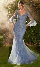 Andrea and Leo A1342 - Bell Sleeve Trumpet Gown - detail view