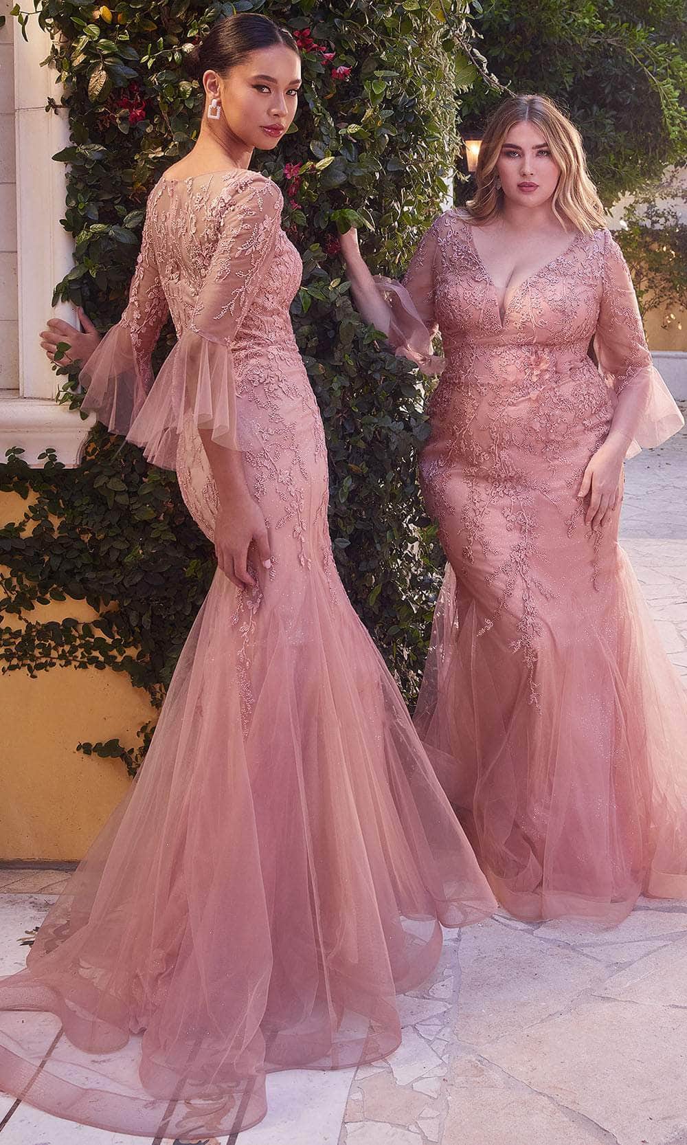 Andrea and Leo A1342 - Bell Sleeve Trumpet Gown - back view
