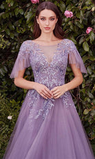 Andrea and Leo A1351 - Flutter Sleeve Tulle Evening Gown - designer mother of the bride dress at Silhouette Dresses