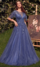 Andrea and Leo A1351 - Flutter Sleeve Tulle Evening Gown - detail view