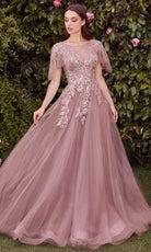 Andrea and Leo A1351 - Flutter Sleeve Tulle Evening Gown - back view