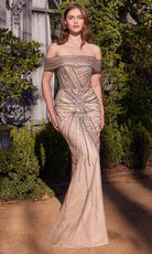 Andrea and Leo A1353 - Straight Neck Beaded Prom Gown with Back Slit - designer mother of the bride dress at Silhouette Dress