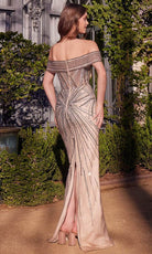Andrea and Leo A1353 - Straight Neck Beaded Prom Gown with Back Slit - back view