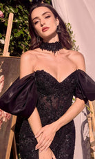Andrea and Leo A1354 - Draped Sleeve Evening Gown - detail view