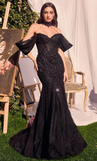 Andrea and Leo A1354 - Draped Sleeve Evening Gown - designer prom dress at Silhouette Dresses