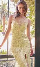 Andrea and Leo A1362 - Foliage Beaded Illusion Bateau Prom Gown - view 4