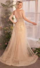 Andrea and Leo A1365 - Strapless Tulle Overskirt Evening Gown - back view