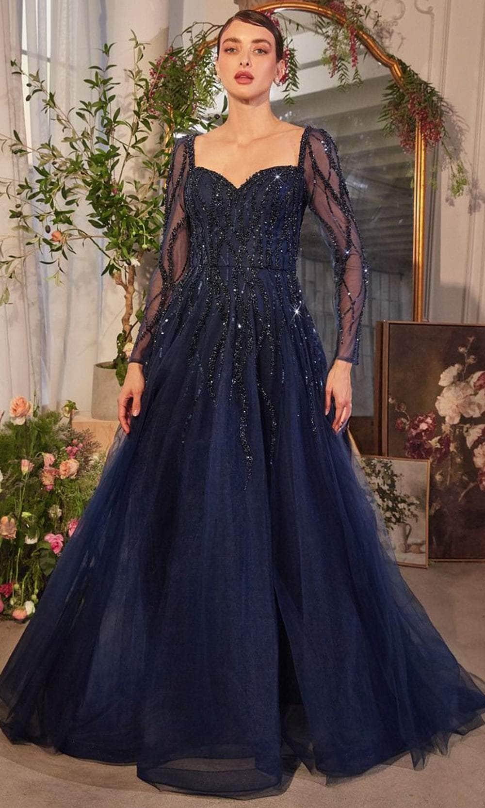 Andrea and Leo A1367 - Sheer Long Sleeve Sequin Evening Gown - detail view