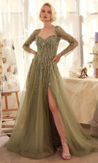 Andrea and Leo A1367 - Sheer Long Sleeve Sequin Evening Gown - designer mother of the bride dress at Silhouette Dresses