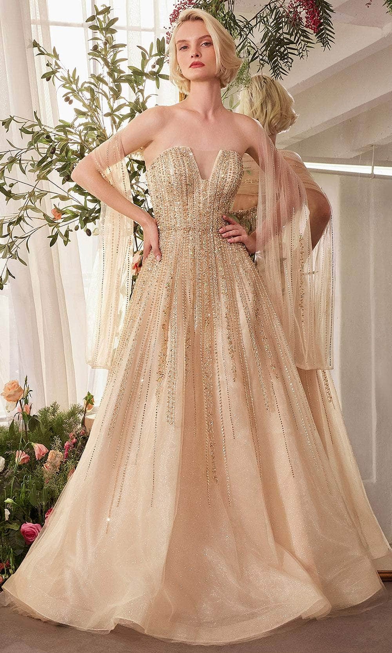 Andrea and Leo A1369 - A-Line Skirt Beaded Tulle Prom Gown