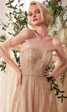 Andrea and Leo A1369 - A-Line Skirt Beaded Tulle Prom Gown - detail view