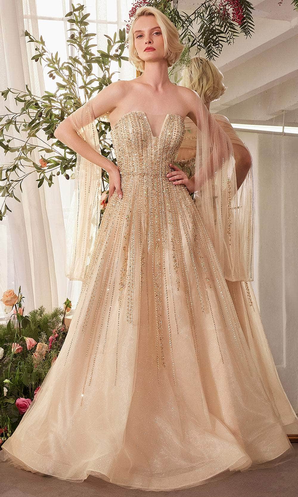 Andrea and Leo A1369 - A-Line Skirt Beaded Tulle Prom Gown - back view