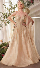 Andrea and Leo A1369 - A-Line Skirt Beaded Tulle Prom Gown - back view