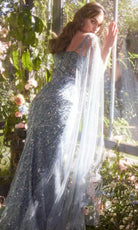 Andrea and Leo A1370 - Asymmetric Beaded Evening Gown with Cape - back view