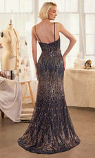 Andrea and Leo A1374 - Ombre Sequin Spaghetti Straps Evening Gown - back view