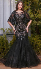 Andrea and Leo A1377 - Bell Sleeve Floral Sequin Evening Gown - designer mother of the bride dress at Silhouette Dresses