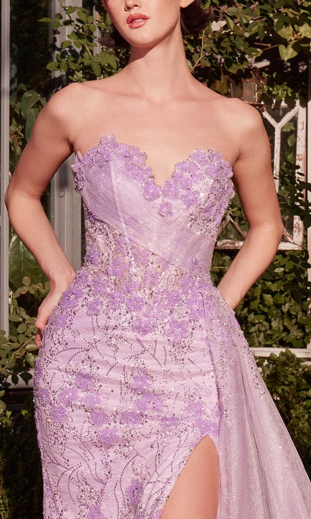Andrea and Leo A1379 - Sweetheart Side Sash Prom Gown - detail view