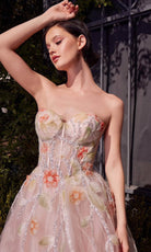 Andrea and Leo A1383 - Sweetheart Sheer Corset Printed Ballgown