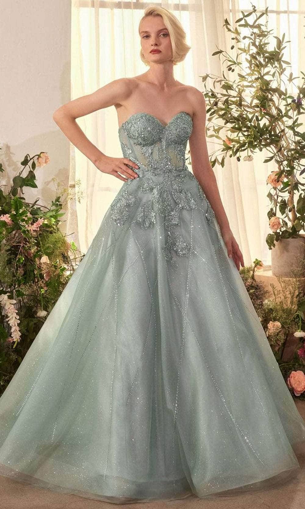 Andrea and Leo A1387 - Beaded Applique Sweetheart Evening Gown - Silhouette Dresses