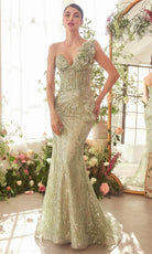 Andrea and Leo A1392 - One Shoulder Embellished Evening Gown - detail view