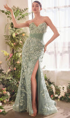 Andrea and Leo A1396 - Floral Appliqued V-Neck Tulle Prom Gown - view 5