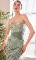 Andrea and Leo A1396 - Floral Appliqued V-Neck Tulle Prom Gown - view 6