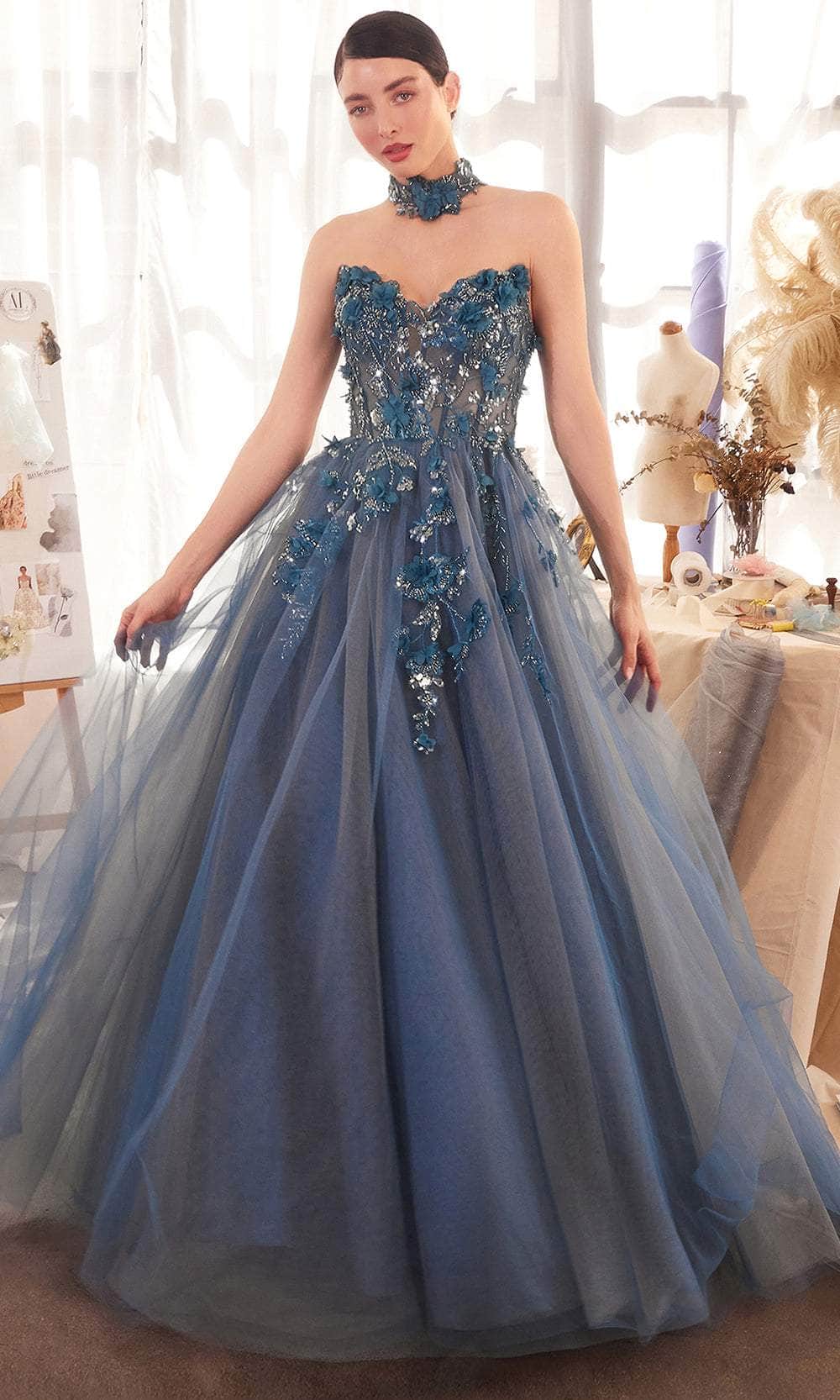 Andrea and Leo A1399 - 3D Floral Accent Sweetheart Prom Gown - back view