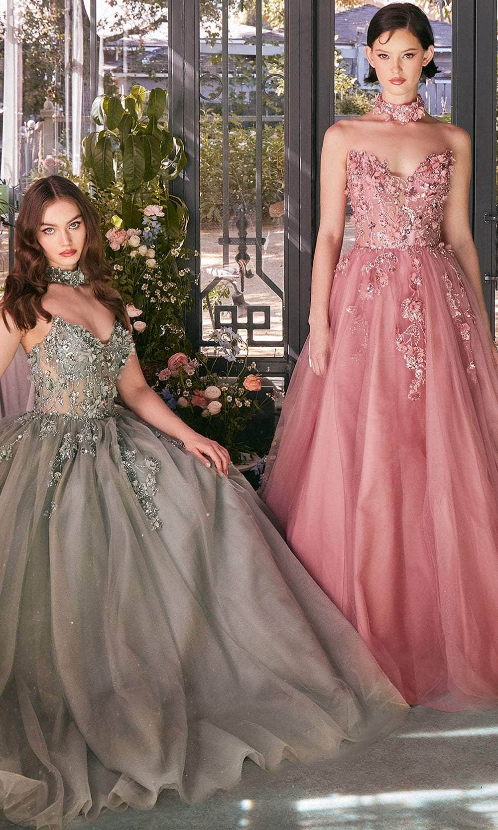 Andrea and Leo A1399 - 3D Floral Accent Sweetheart Prom Gown - view 4