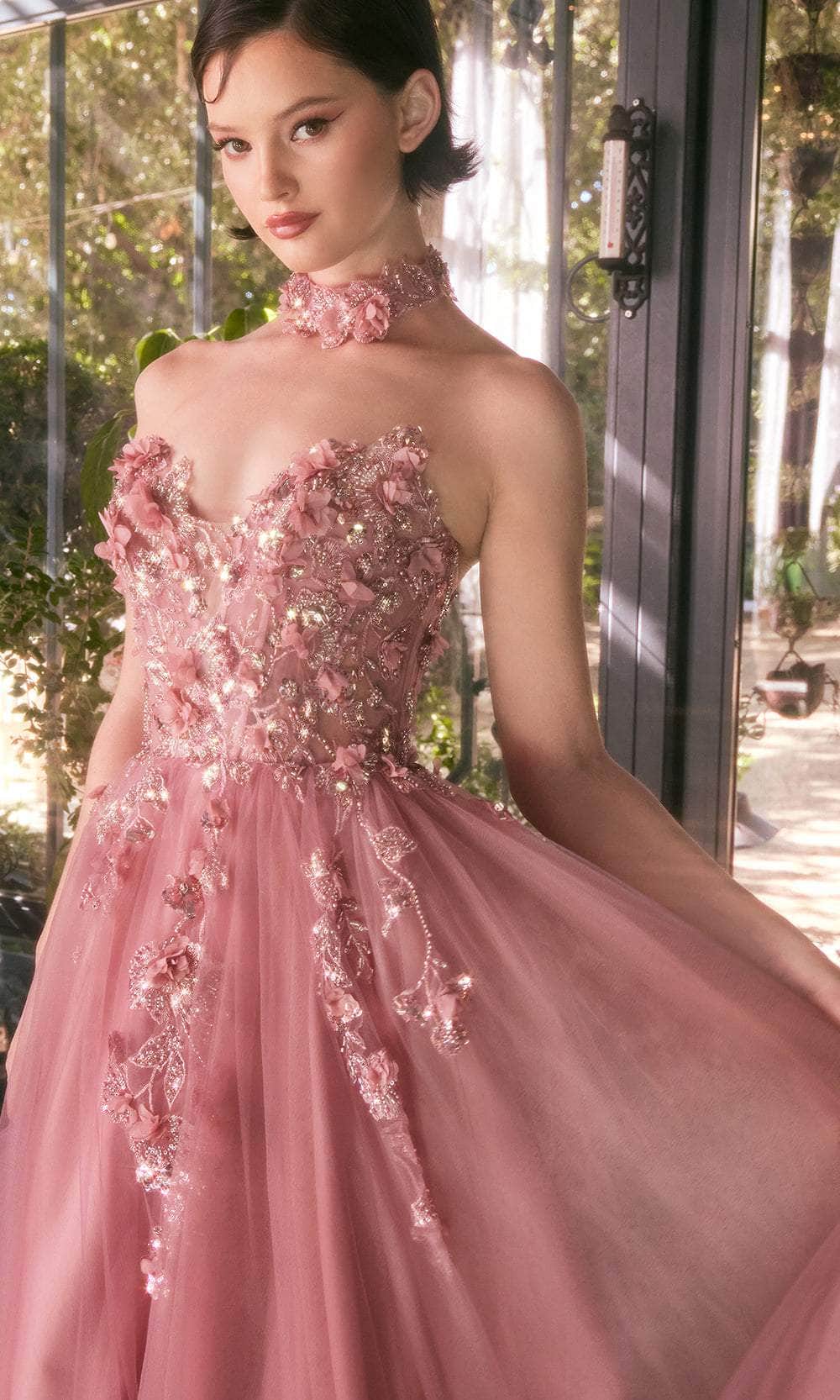 Andrea and Leo A1399 - 3D Floral Accent Sweetheart Prom Gown - view 5