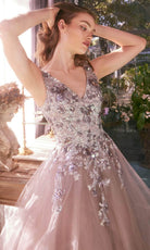 Andrea and Leo A1401 - Embroidered Wide Straps Prom Gown - detail view