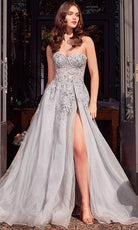 Andrea and Leo A1415 - Beaded Applique Sheer Sweetheart Ballgown