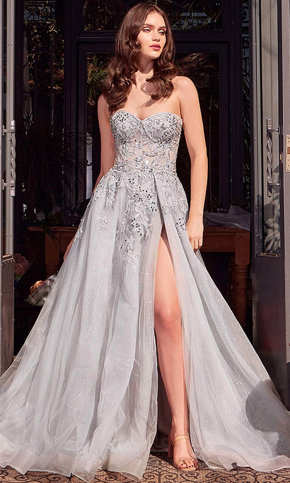 Andrea and Leo A1415 - Beaded Applique Sheer Sweetheart Ballgown - view 7