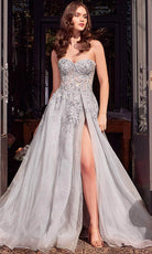 Andrea and Leo A1415 - Beaded Applique Sheer Sweetheart Ballgown - view 7