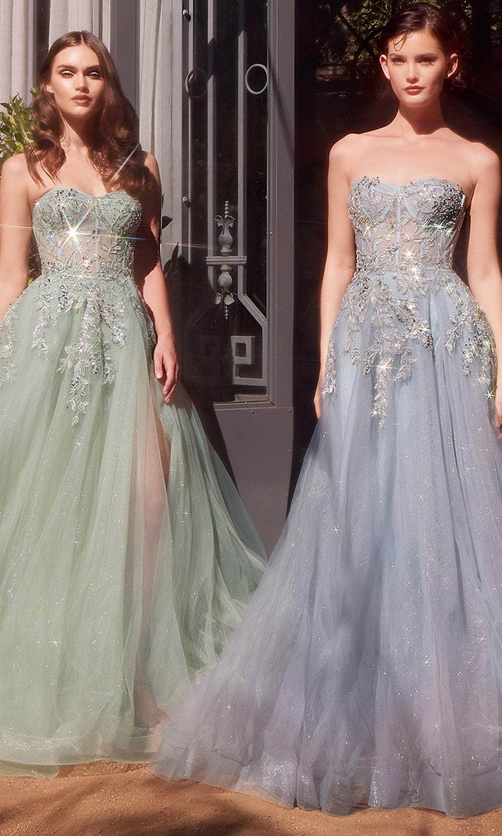 Andrea and Leo A1415 - Beaded Applique Sheer Sweetheart Ballgown - view 6