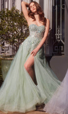 Andrea and Leo A1415 - Beaded Applique Sheer Sweetheart Ballgown - designer prom dress at Silhouette Dresses